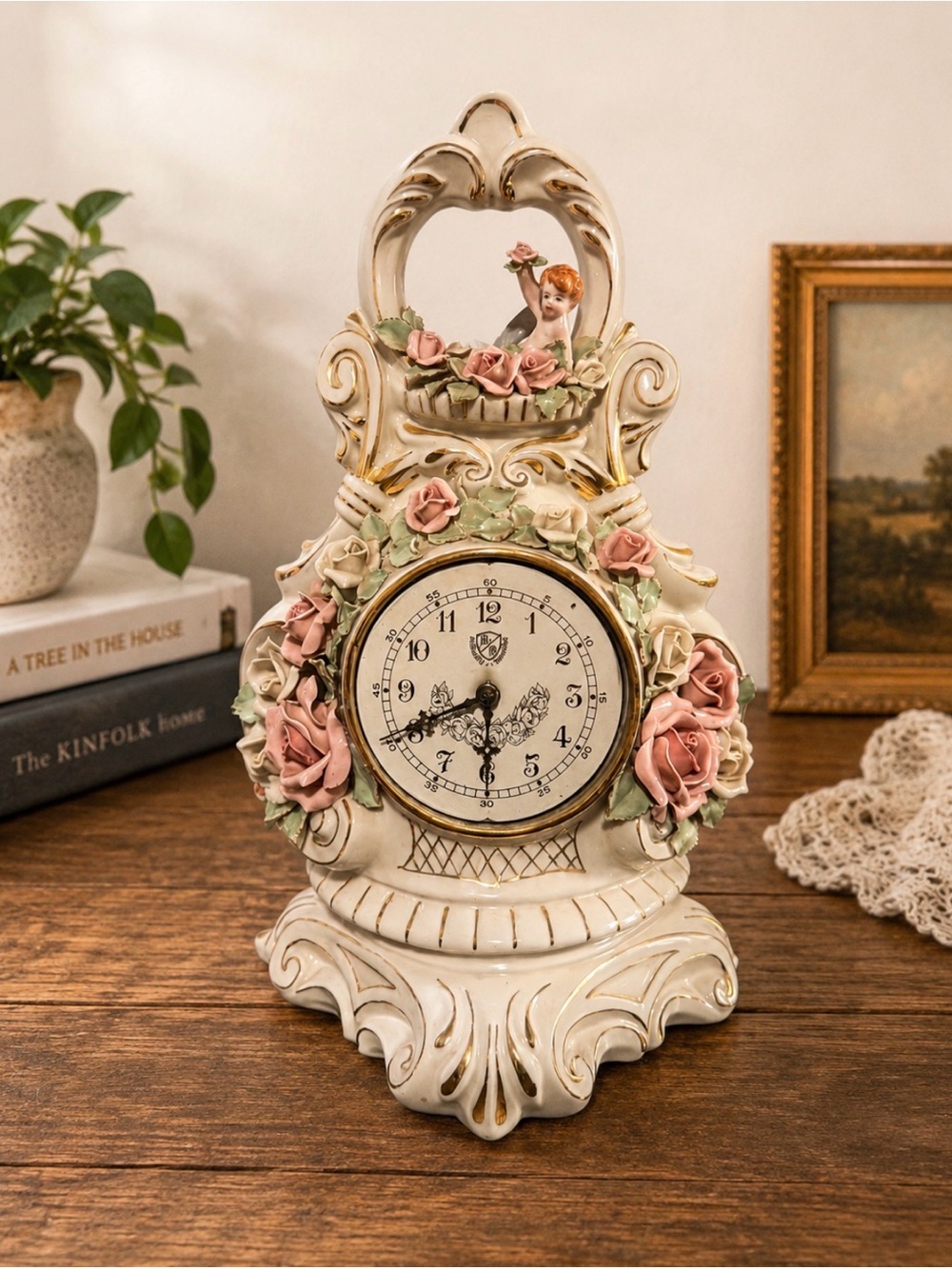Vintage Heirlooms of Tomorrow Porcelain Mantel Clock | Sessions Movement